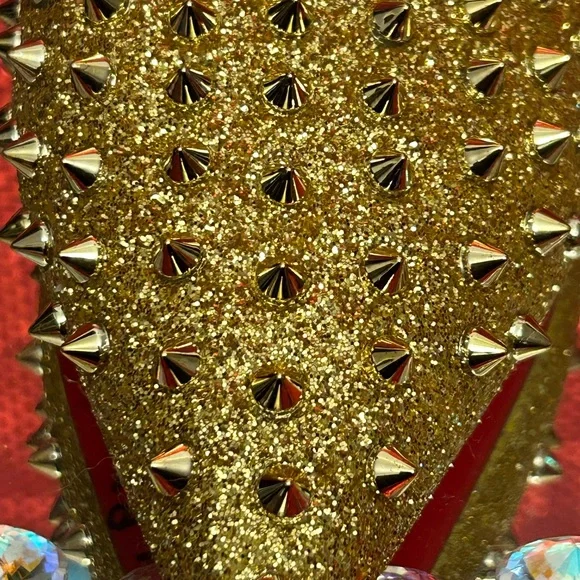 Christian Louboutin Gold Studded Women's Shoes Size 44 (US Women’s 12) - Picture 7 of 15
